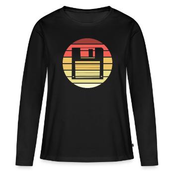 Diskette Retro Style Vintage - Frauen Premium Bio Langarmshirt - Schwarz - Vorne - Julia (174cm)