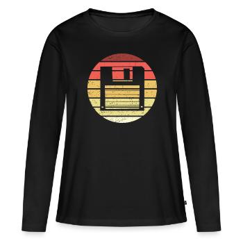 Diskette Retro Style Vintage - Frauen Premium Bio Langarmshirt - Schwarz - Vorne - Julia (174cm)