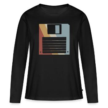 Floppy Retro Style Vintage - Women's Premium Organic Long Sleeve Shirt - black - Front - Julia (174cm)