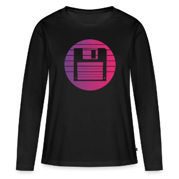 Floppy Retro Style Vintage - Women's Premium Organic Long Sleeve Shirt - black - Front - Julia (174cm)