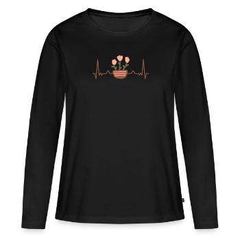 Pot de fleurs de jardin Conteneur - T-shirt manches longues Premium bio Femme - noir - Devant - Julia (174cm)