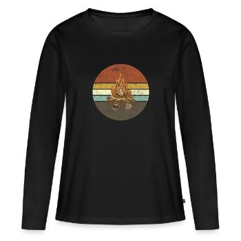 Feu de camp Rétro - T-shirt manches longues Premium bio Femme - noir - Devant - Julia (174cm)