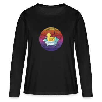 Baignoire de canard rétro - T-shirt manches longues Premium bio Femme - noir - Devant - Julia (174cm)