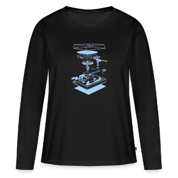 DJ Silhouette Table de mixage Djane Disco Rave Cadeau - T-shirt manches longues Premium bio Femme - noir - Devant - Julia (174cm)