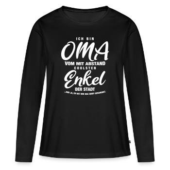 Oma vom coolsten Enkel der Stadt - Frauen Premium Bio Langarmshirt - Schwarz - Vorne - Julia (174cm)