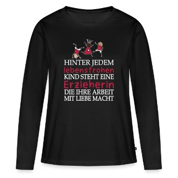 Erzieherin mit Liebe - Frauen Premium Bio Langarmshirt - Schwarz - Vorne - Julia (174cm)