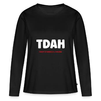 TDAH - T-shirt manches longues Premium bio Femme - noir - Devant - Julia (174cm)