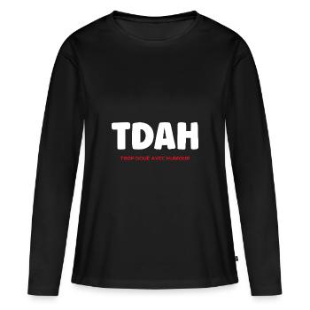 TDAH - T-shirt manches longues Premium bio Femme - noir - Devant - Julia (174cm)