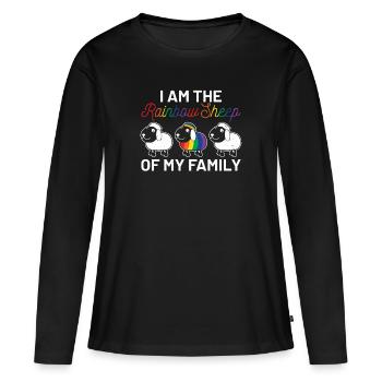 lgbt - Frauen Premium Bio Langarmshirt - Schwarz - Vorne - Julia (174cm)