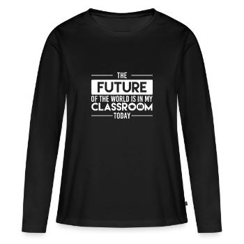 professeur - T-shirt manches longues Premium bio Femme - noir - Devant - Julia (174cm)