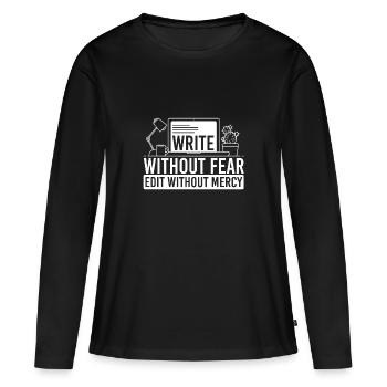 journalist - Frauen Premium Bio Langarmshirt - Schwarz - Vorne - Julia (174cm)