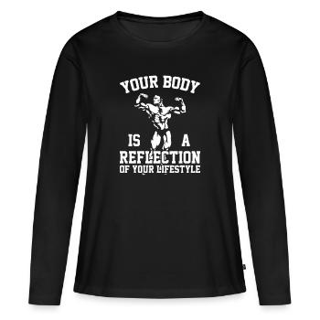 formation - T-shirt manches longues Premium bio Femme - noir - Devant - Julia (174cm)