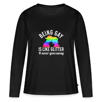 lgBT - T-shirt manches longues Premium bio Femme - noir - Devant - Julia (174cm)