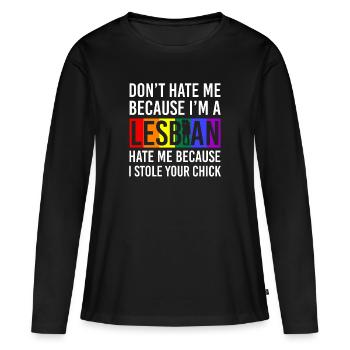 lgBT - T-shirt manches longues Premium bio Femme - noir - Devant - Julia (174cm)