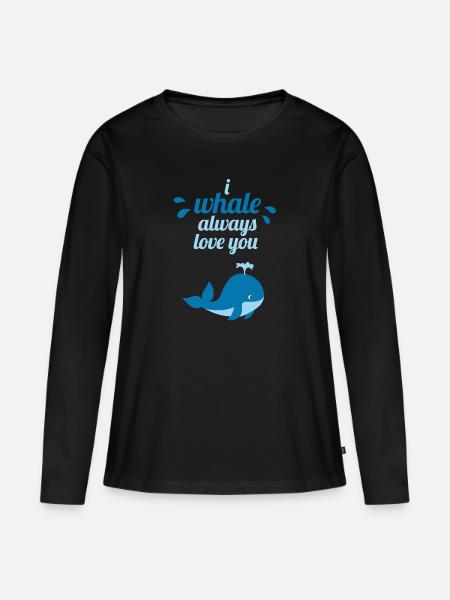 Wal Walfisch Blauwal Walfang Sprüche lustig cool - Frauen Premium Bio Langarmshirt - Schwarz