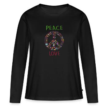 AIMER LA PAIX - T-shirt manches longues Premium bio Femme - noir - Devant - Julia (174cm)