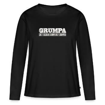 Papy grincheux - T-shirt manches longues Premium bio Femme - noir - Devant - Julia (174cm)
