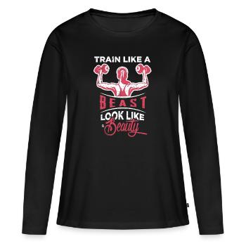formation - T-shirt manches longues Premium bio Femme - noir - Devant - Julia (174cm)