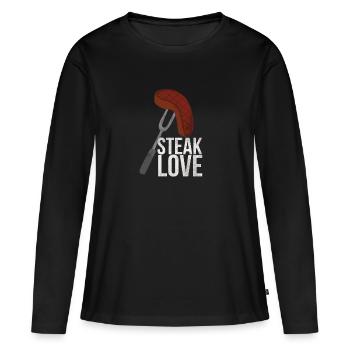 Fleisch - Frauen Premium Bio Langarmshirt - Schwarz - Vorne - Julia (174cm)