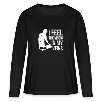 DJ - T-shirt manches longues Premium bio Femme - noir - Devant - Julia (174cm)
