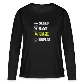 Mangez Sleep Wank Repeat - Masturbation Masturbate - T-shirt manches longues Premium bio Femme - noir - Devant - Julia (174cm)