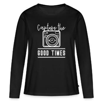 fotograf - Frauen Premium Bio Langarmshirt - Schwarz - Vorne - Julia (174cm)
