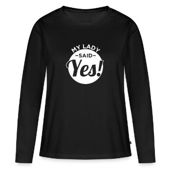 engagement - T-shirt manches longues Premium bio Femme - noir - Devant - Julia (174cm)