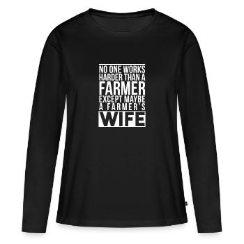 Bauer - Frauen Premium Bio Langarmshirt - Schwarz - Vorne - Julia (174cm)