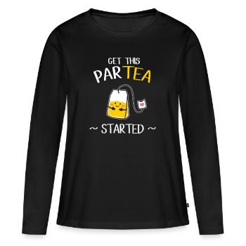 tee - Frauen Premium Bio Langarmshirt - Schwarz - Vorne - Julia (174cm)