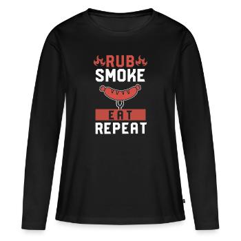 fleisch - Frauen Premium Bio Langarmshirt - Schwarz - Vorne - Julia (174cm)