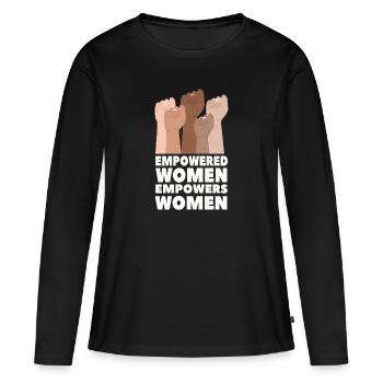Femmes autonomes Femmes autonomes - T-shirt manches longues Premium bio Femme - noir - Devant - Julia (174cm)
