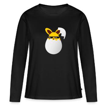 Oeuf de Pâques Oeuf de Pâques Oeuf de Pâques - T-shirt manches longues Premium bio Femme - noir - Devant - Julia (174cm)