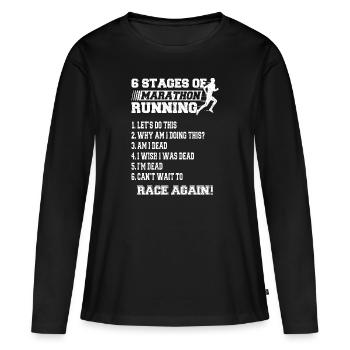 6 phases du marathon 42,2 km - T-shirt manches longues Premium bio Femme - noir - Devant - Julia (174cm)