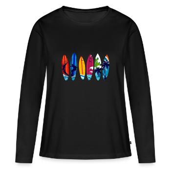 Planche de surf surf - T-shirt manches longues Premium bio Femme - noir - Devant - Julia (174cm)