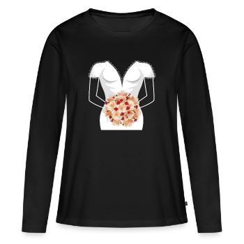 Conception de douche nuptiale de robe de mariée pour la mariée - T-shirt manches longues Premium bio Femme - noir - Devant - Julia (174cm)