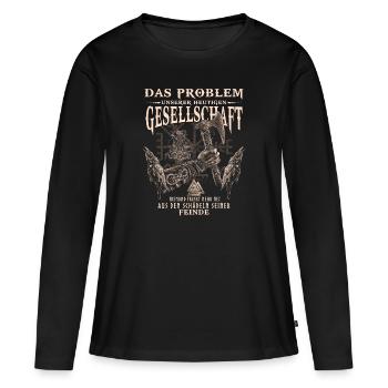 Schädel der Feinde - Frauen Premium Bio Langarmshirt - Schwarz - Vorne - Julia (174cm)