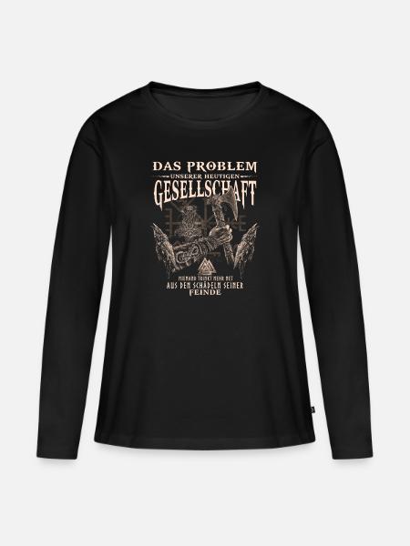 Schädel der Feinde - Frauen Premium Bio Langarmshirt - Schwarz