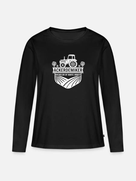 Ackerdemiker Traktor Mann Bauer Jungs Trecker - Frauen Premium Bio Langarmshirt - Schwarz