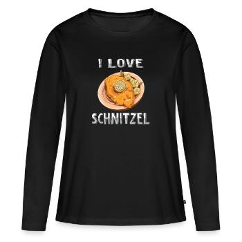J'aime schnitzel - T-shirt manches longues Premium bio Femme - noir - Devant - Julia (174cm)