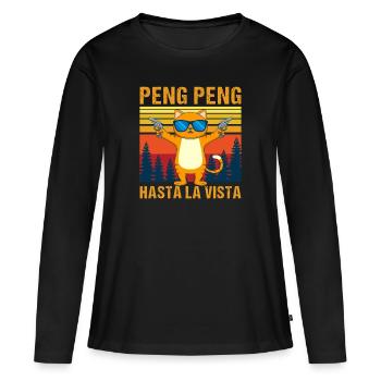 Pistolets Chat Rétro Vintages Cool Chats - T-shirt manches longues Premium bio Femme - noir - Devant - Julia (174cm)