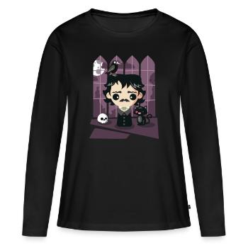 La maison d’un Poe-t’s damned - T-shirt manches longues Premium bio Femme - noir - Devant - Julia (174cm)