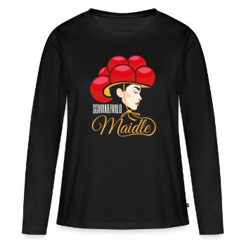 Schwarzwald Maidle Kristin Bollenhut ledig - Frauen Premium Bio Langarmshirt - Schwarz - Vorne - Julia (174cm)