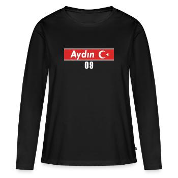 09 Aydin Plaque d’immatriculation turque en cadeau - T-shirt manches longues Premium bio Femme - noir - Devant - Julia (174cm)