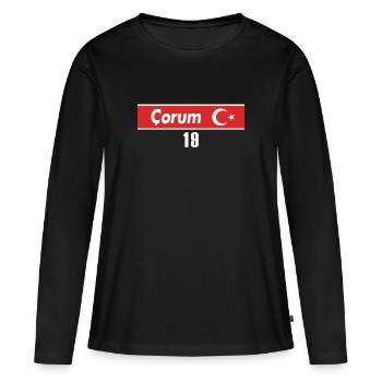 19 Corum Plaque d’immatriculation turque en cadeau - T-shirt manches longues Premium bio Femme - noir - Devant - Julia (174cm)