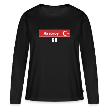 68 Aksaray Plaque d’immatriculation turque en cadeau - T-shirt manches longues Premium bio Femme - noir - Devant - Julia (174cm)