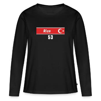 53 Rize Plaque d’immatriculation turque en cadeau - T-shirt manches longues Premium bio Femme - noir - Devant - Julia (174cm)