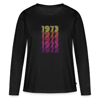 1973 Né - né en 1973 - T-shirt manches longues Premium bio Femme - noir - Devant - Julia (174cm)