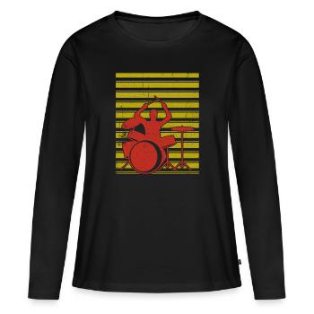 Batterie de batteur - T-shirt manches longues Premium bio Femme - noir - Devant - Julia (174cm)