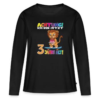 Kindergeburtstag Ich Bin Jetzt 3 Jahre - Frauen Premium Bio Langarmshirt - Schwarz - Vorne - Julia (174cm)