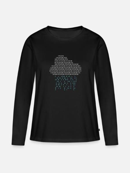 Binär Wolke Regen Nerd Gamer Gaming Programmierer - Frauen Premium Bio Langarmshirt - Schwarz